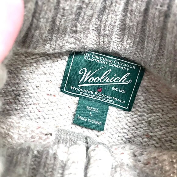WOOLRICH Men Sweater Size L Quarter Zip High Neck Wool Pullover Marled - Picture 3 of 6